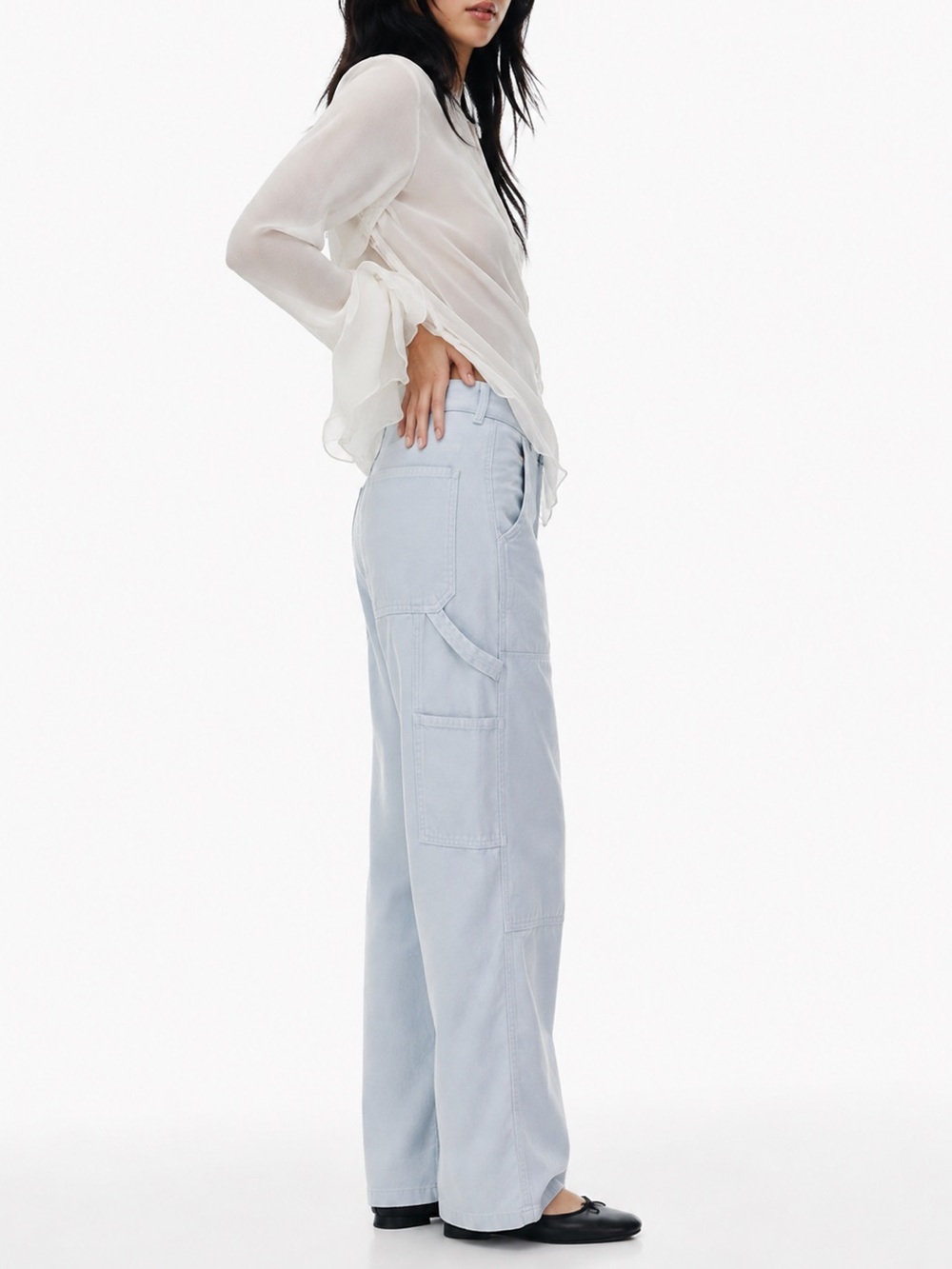 Aritzia Wilfred Free Brennan Baby Blue High Rise Utility Carpenter Pants 6
